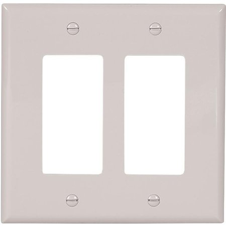 EATON WIRING DEVICES Wallplate, 412 in L, 456 in W, 2 Gang, Polycarbonate, White, HighGloss PJ262W